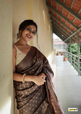 Rose Brown Handloom Tissue Silk Saree