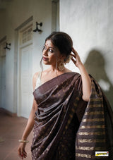 Rose Brown Handloom Tissue Silk Saree
