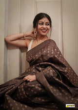 Rose Brown Handloom Tissue Silk Saree