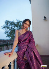 Rose Purple Handloom Tissue Silk Saree