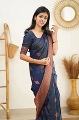 Maruti - Blue Soft Silk Saree with Jacquard Woven Border