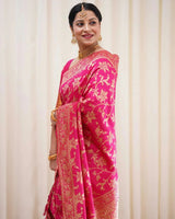 Rukmini – Dark Pink Soft Banarasi Silk Saree with Jacquard Weaving