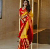 Pranita – Yellow Red Banarasi Silk Saree