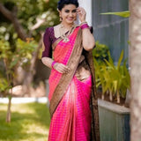 Anaya – Pink Soft Silk Saree with Jacquard Weaving Border
