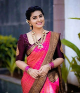 Anaya – Pink Soft Silk Saree with Jacquard Weaving Border