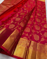 Akruti - Red Banarasi Silk Saree with Zari Weaving Border