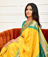Rajkumari - Yellow Soft Banarasi Silk Saree with Jacquard Weaving