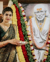 Nivriti - Dark Green Soft Silk Saree with Gold Jacquard Border and Matching Blouse