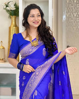Bhavika – Banarasi Soft Silk Saree in Royal Blue