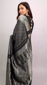 Black Woven Art Silk Saree