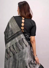 Black Woven Art Silk Saree