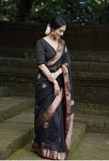 Surpassing Black Soft Silk Saree