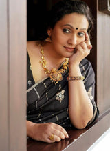 Transcendent Black Soft Silk Saree