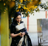 Black Soft Lichi Silk Cloth Saree