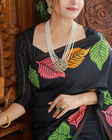 Pretty Black Soft Silk Saree