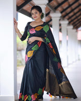 Pretty Black Soft Silk Saree