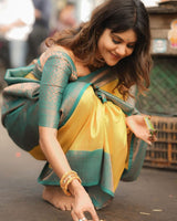 Breathtaking Yellow Soft Silk Saree