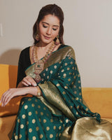 Attractive Dark Green Soft Silk Saree