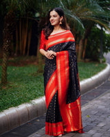 Super Extravagant Black Soft Silk Saree