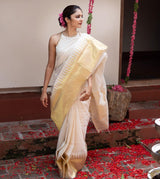 White With Gold Soft Silk Saree