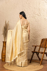 Cream Banarasi Silk Saree