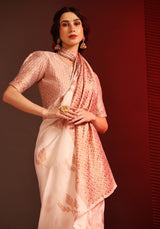 Peach Banarasi Silk Saree