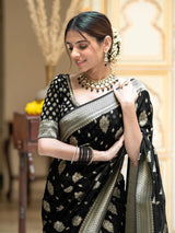 Picturesque Black Banarasi Silk Saree