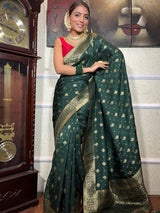 Pretty Dark Green Soft Silk Saree
