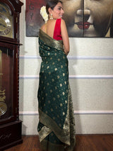 Pretty Dark Green Soft Silk Saree