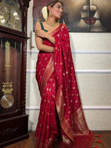 Cynosure Red Soft Silk Saree