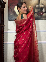 Cynosure Red Soft Silk Saree