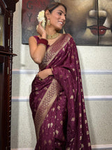 Murmurous Wine Soft Silk Saree