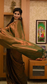 Lassitude Dark Green Soft Silk Saree