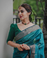 Serendipity Rama Soft Silk Saree