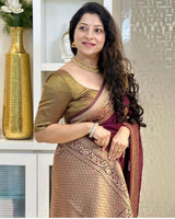 Bhavika – Banarasi Soft Silk Saree in Maroon