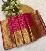 Rangvalli - Pink Silk Saree with Geometric Gold Zari Weave
