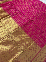 Rangvalli - Pink Silk Saree with Geometric Gold Zari Weave