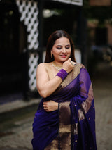 Sharvitha – Cotton Silk Saree in Royal Purple