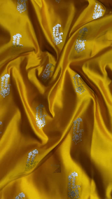 Premium Mustard Yellow Banarasi Silk Saree with Intricate Zari Butta