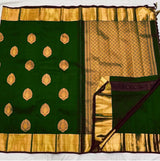 Meenal - Dark Green Soft Banarasi Silk Saree with Jacquard Weaving