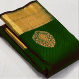 Meenal - Dark Green Soft Banarasi Silk Saree with Jacquard Weaving