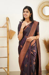 Maruti - Purple Soft Silk Saree with Jacquard Woven Border