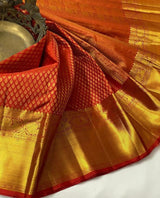 Rajelakshmi - Red Kanjivaram Silk Saree with All-over Jacquard Weave