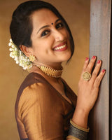 Valmika Black Soft Kanjivaram Silk Drape with Unique Blouse Piece