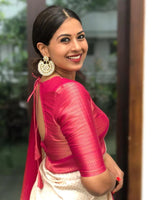 Valmika OffWhite Soft Kanjivaram Silk Drape with Unique Blouse Piece