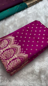 Magenta Banarasi Silk Saree with Gold Zari Butta