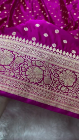 Magenta Banarasi Silk Saree with Gold Zari Butta