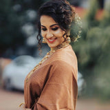 Rambha - Wine Soft Banarasi Silk Saree with Classic Jacquard Weaving