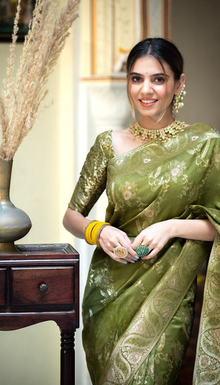 Nemesis Mehndi Soft Silk Saree