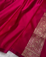 Charulata - Green Katan Silk Saree with Zari Boota and Pink Border